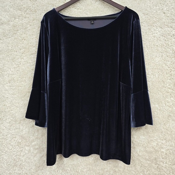 Talbots Shirt Women 3X Velvet Bell Sleeve Scoop Neck Stretch Whimsigoth READ - Picture 1 of 12